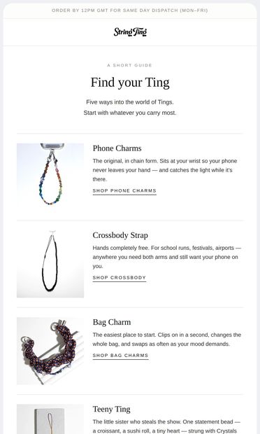 Strap, chain or charm - which one is you? - email from String Ting