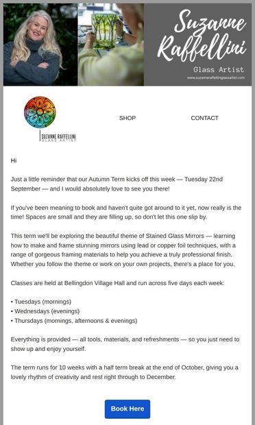Join Us for an Artistic Autumn Adventure! - email from Suzanne Raffellini