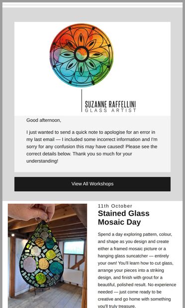 Oops! Here's the Correct Info! - email from Suzanne Raffellini