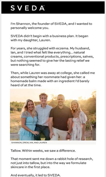 A Letter from SVEDA'S Founder - email from SVEDA