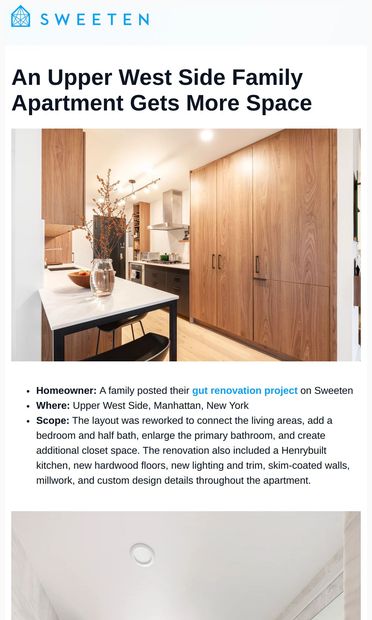 An Upper West Side Family Apartment Gets More Space - email from Sweeten