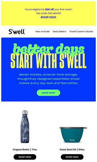 Looking for something? Enjoy 20% Off - email from S'well