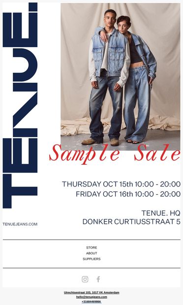 See you at our Sample Sale! - email from Tenue.