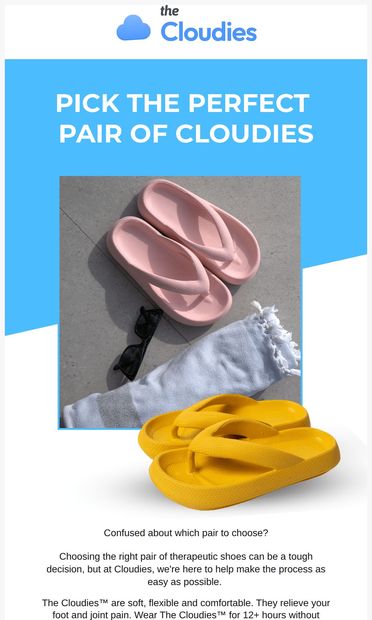 Find your perfect pair of Cloudies ☁️ - email from The Cloudies