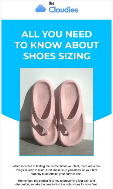 Make sure its the right size for you ☁️ - email from The Cloudies
