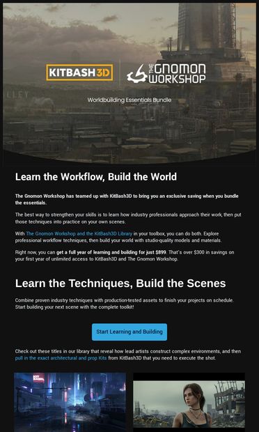 💡Learn and Build with The Gnomon Workshop + KitBash3D - email from The Gnomon Workshop