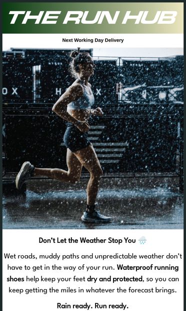 Rain’s Coming. Is Your Running Gear Ready? - email from The Run Hub