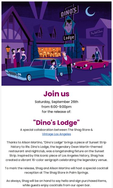 Shag's "Dino's Lodge" DETAILS INSIDE! - email from The Shag Store