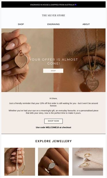 Final reminder: Your 10% off ends soon! - email from The Silver Store