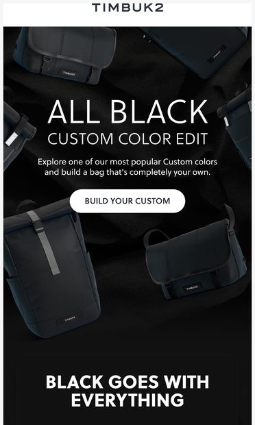 Custom looks good in black 🖤 - email from Timbuk2