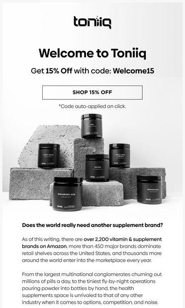 Welcome to Toniiq! 😉 - email from Toniiq