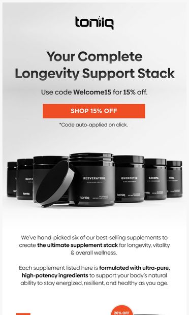 Your Ultimate Longevity Supplement Stack 💪 - email from Toniiq