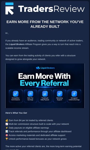Turn Your Trading Network Into an Income Stream - email from TradersReview