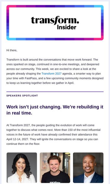 The conversations that move work forward - email from Transform