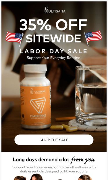 35% OFF Sitewide | Labor Day Sale 🇺🇸 - email from Ultisana Supplements