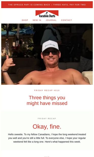 Okay, fine. I'm restocking it. - email from Vacation Darts