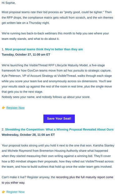 Two days, two honest looks at your proposal process - email from VisibleThread