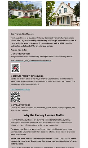 Help Save Fremont History Before It’s Too Late - email from Washington Township Museum of Local History
