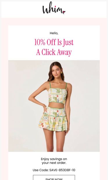 That cute thing caught your eye - email from Whim