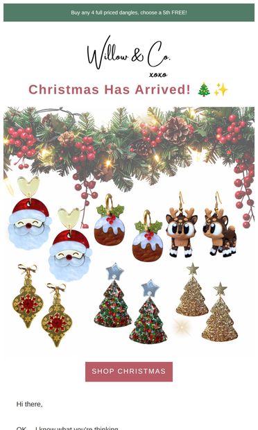 Ok… are we REALLY talking Christmas already?! 🎄😂 - email from Willow & Co.