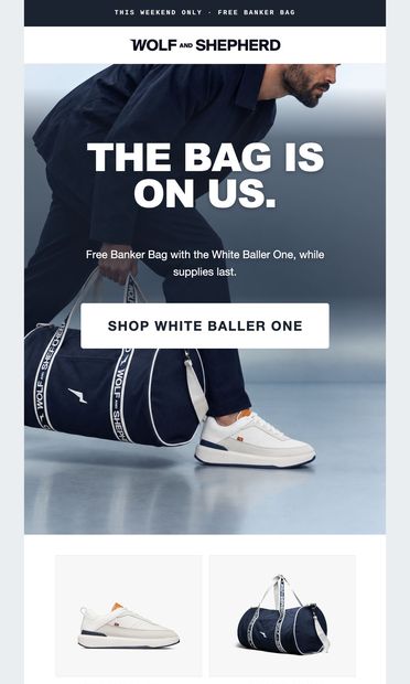 FREE Banker Bag—This Weekend Only - email from Wolf & Shepherd
