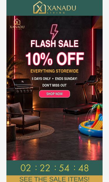 10% Off Everything Until Sunday - email from Xanadu Living