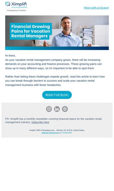 5 Signs Your Accounting Isn't Scalable - email from Ximplifi