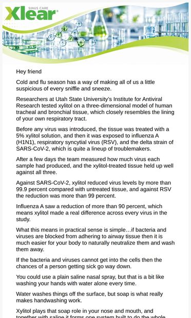 What happens when flu, RSV, and delta meet Xylitol? 🦠 - email from Xlear