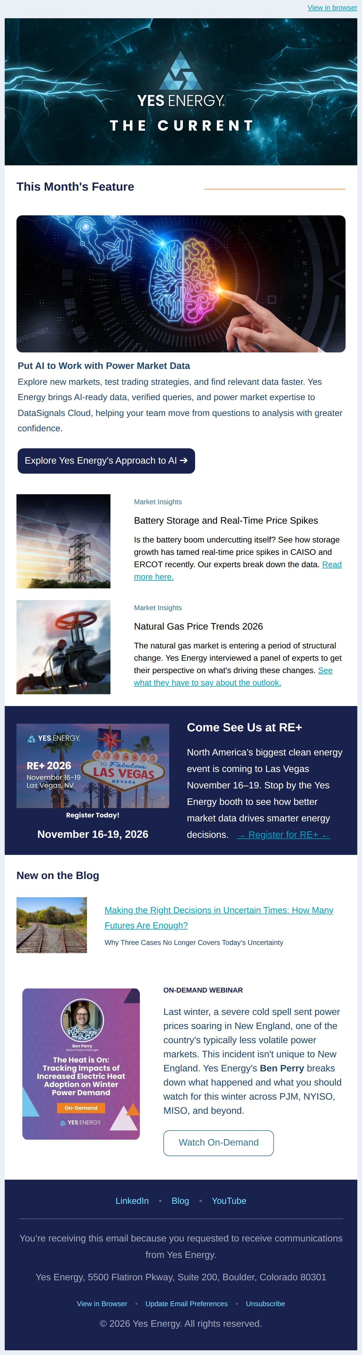 Discover AI's Role in Power Market Data 📊 - email from Yes Energy