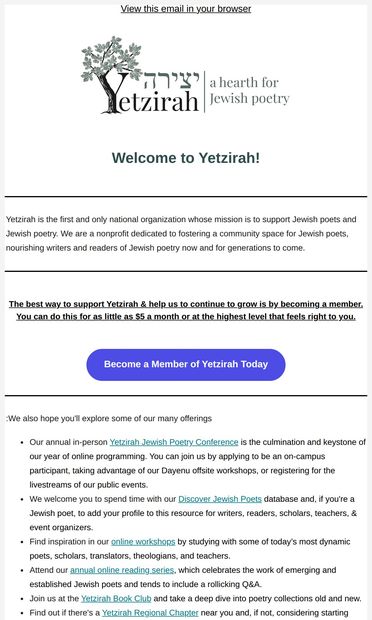 We're here to help you get started - email from Yetzirah