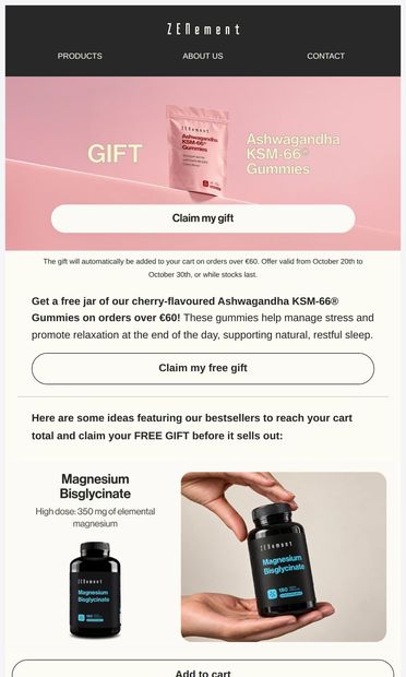 GIFT: Free Ashwagandha Gummies with your order 🍬 - email from Zenement