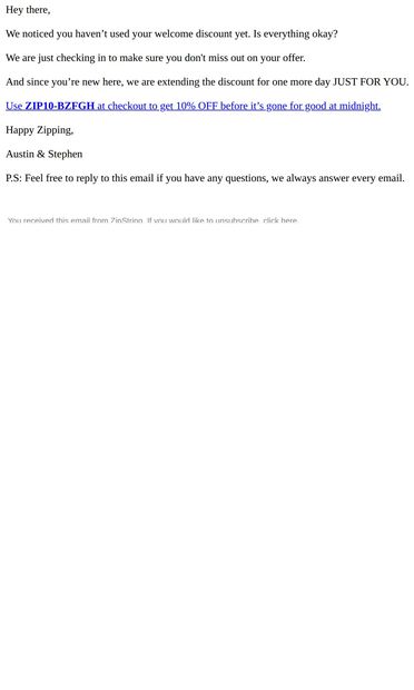 Everything okay? - email from ZipString